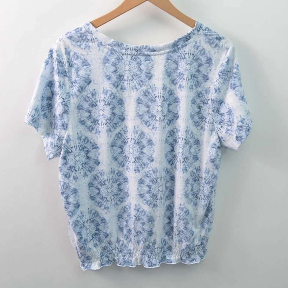 Top Falls Creek para mujer 1X azul cuello en V manga corta cintura elástica Foto 4 de 4