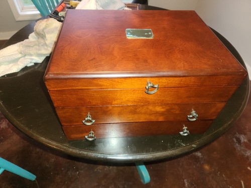 Reed And Barton Bristol Grande Two Drawer Mahogany Flatware Silverware Chest