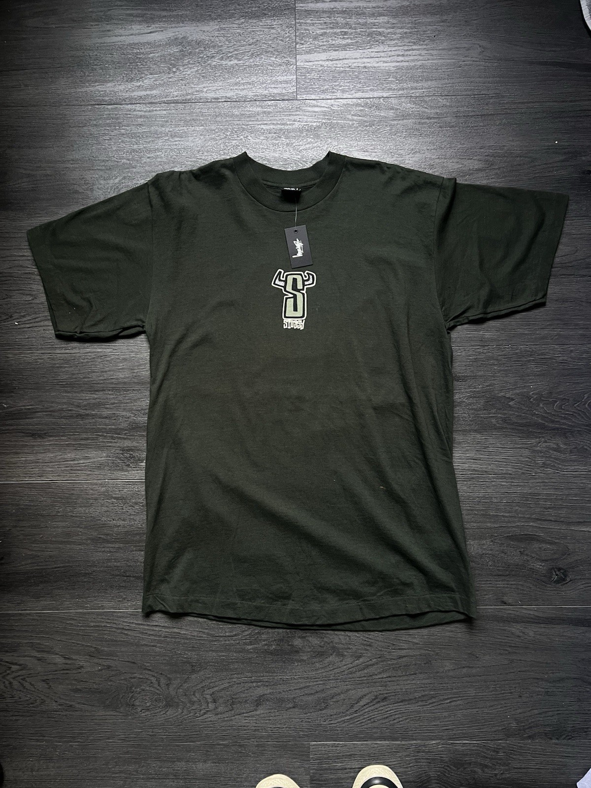 Stussy Black Cotton Graphic Logo Knit Men's Crew Neck Short Sleeve T-Shirt