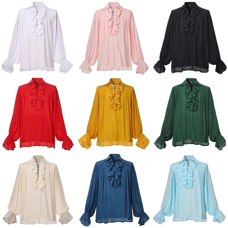 Camisa pirata poeta renacentista para hombre Blusa Camisa vampiro Camisa medieval Foto 4 de 4