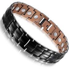 Feraco Copper Bracelet for Men-Magnetic Bracelets 99.99 Pure 8 6 inch, Black