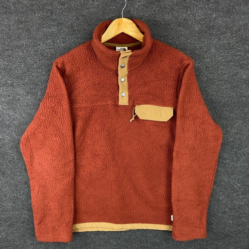 The North Face Cragmont Mens Jacket S Brown Sherpa Fleece Long Sleeve 1/4 Snap