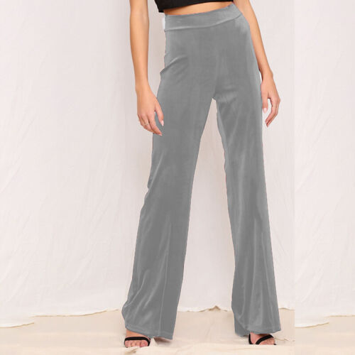 Damen Samt Hosen Anzughose Gerades Bein Hose Party Herbsthose Freizeithosen OL - Bild 17 von 25
