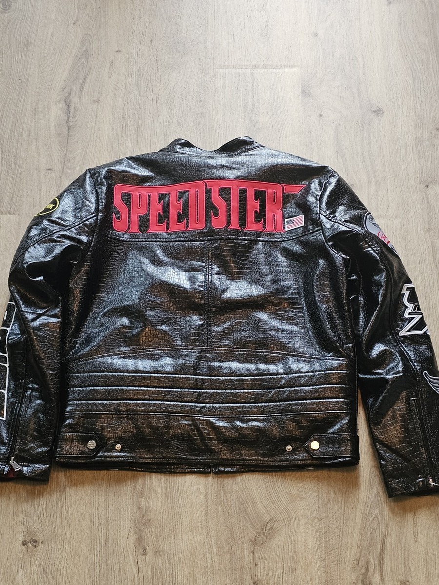 Majestik Speedster Faux Leather Racing Jacket Men's LG | eBay