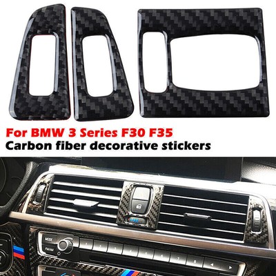 Real Carbon Fiber Interior Front Air Vent Cover Decal Trim For BMW 3 4 F30 F34