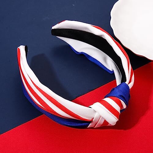 American Flag Knotted Headbands for Women 4th of A USA Knot Hairband Earring - Picture 3 of 7