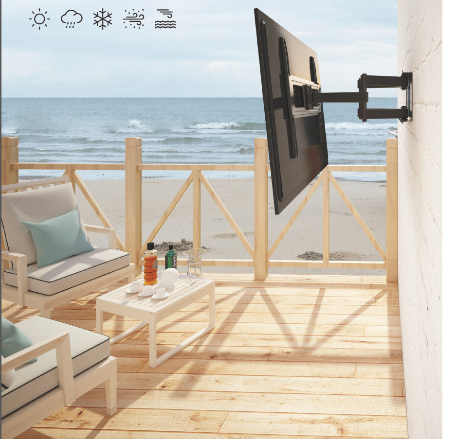 Outdoor Anti-Theft Full Motion Weatherproof TV Wall Mount for Most 32 - 60 HDTV