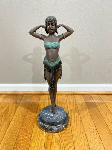 Figurine vintage danseuse ventre massif femme 18,5 pouces avec base en marbre - Photo 1/9
