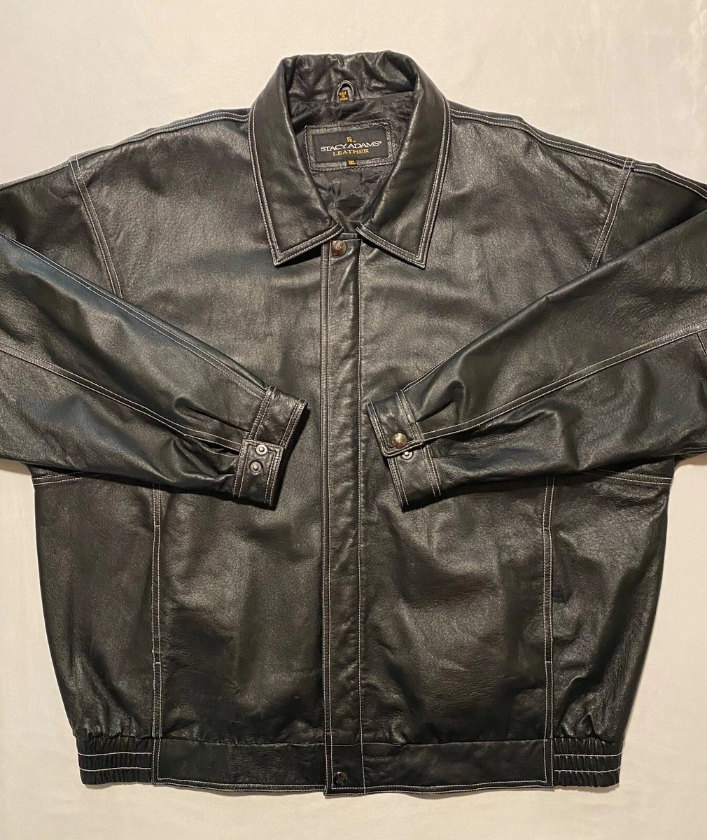 Stacy Adams Black Full Zip Men's Genuine Leather Jacket Size 3XL (XXXL) |  eBay