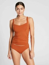 Athleta 34 D/DD Entwined Bra Cup Tankini TOP, 34 D/DD Palomino Rust NWT Swim