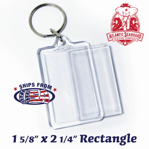 100 Stck. Rechteck Rohling Klar Acryl Schlüsselanhänger Foto Einsatz Keychain 58 x 43 mm  - Bild 1 von 6