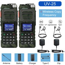 US Baofeng UV25 Walkie Talkie Long Range Tri-power Two Way Radio Square Hand Mic