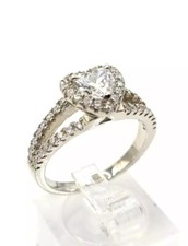 925 Sterling Silver Brilliant CZ Heart Halo Setting Ring