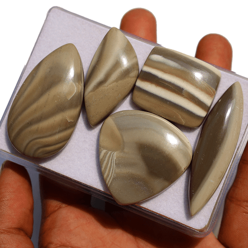Polonia 5 pz pietra selce naturale 27 mm-49 mm pietre preziose cabochon lucid... - Foto 2 di 11
