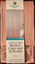 Comfort Bay PEVA Shower Curtain Pink Fade Out 70 in X 72 Striped New