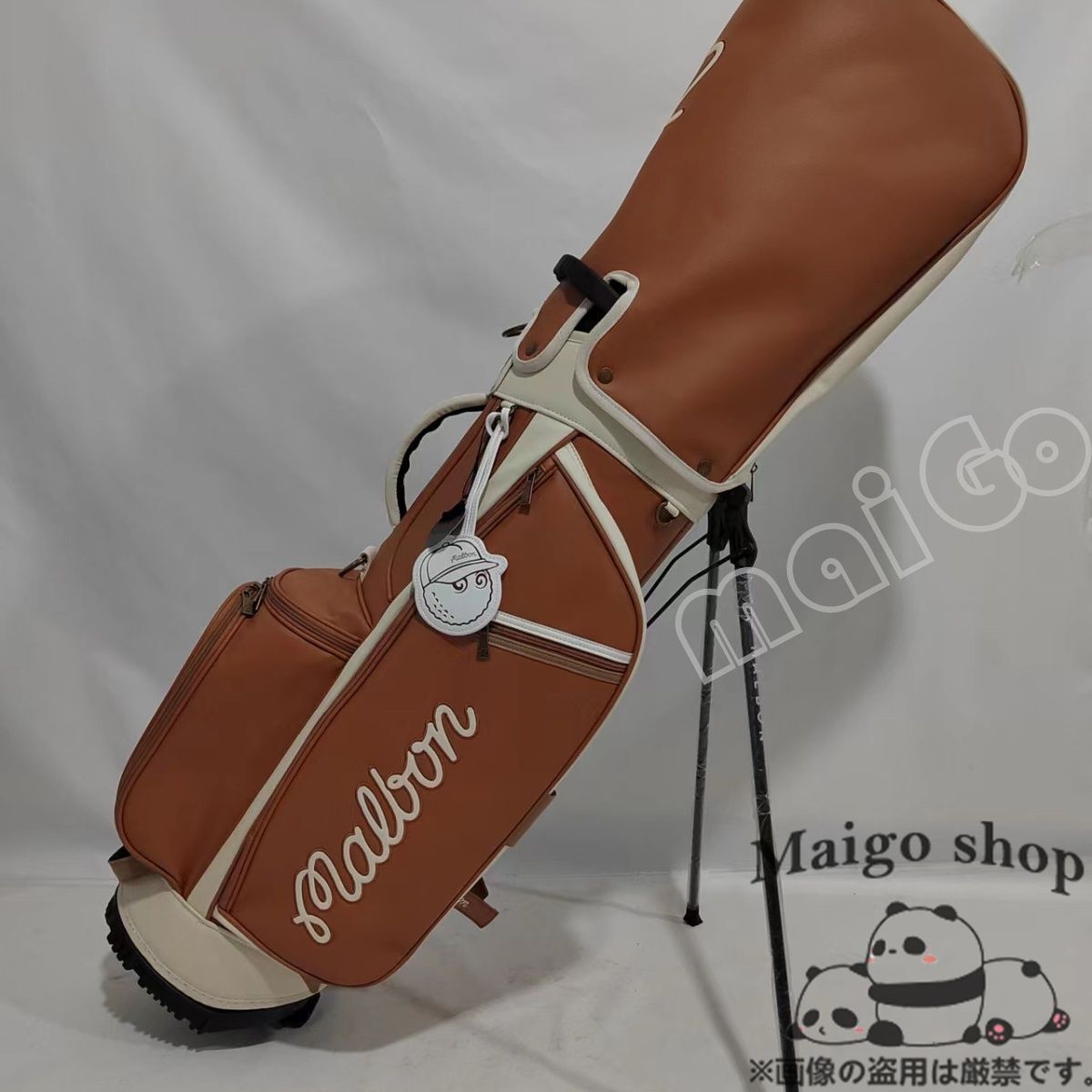 ◆Malbon Golf◆ New Born Classic Trolley Caddy Bag TAN ☆MALBON Golf☆NEW BORN CLASSIC TROLLY CADDIE BAG☆TAN