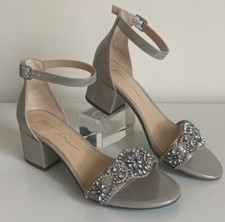 Betsey Johnson Mel Sandals Size 6W Ankle Strap Block Heel Bejeweled Silver NWOT