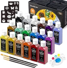Fabric Paint, Shuttle Art 18 Colors Permanent Soft Fabric Paint in Bottles (60ml