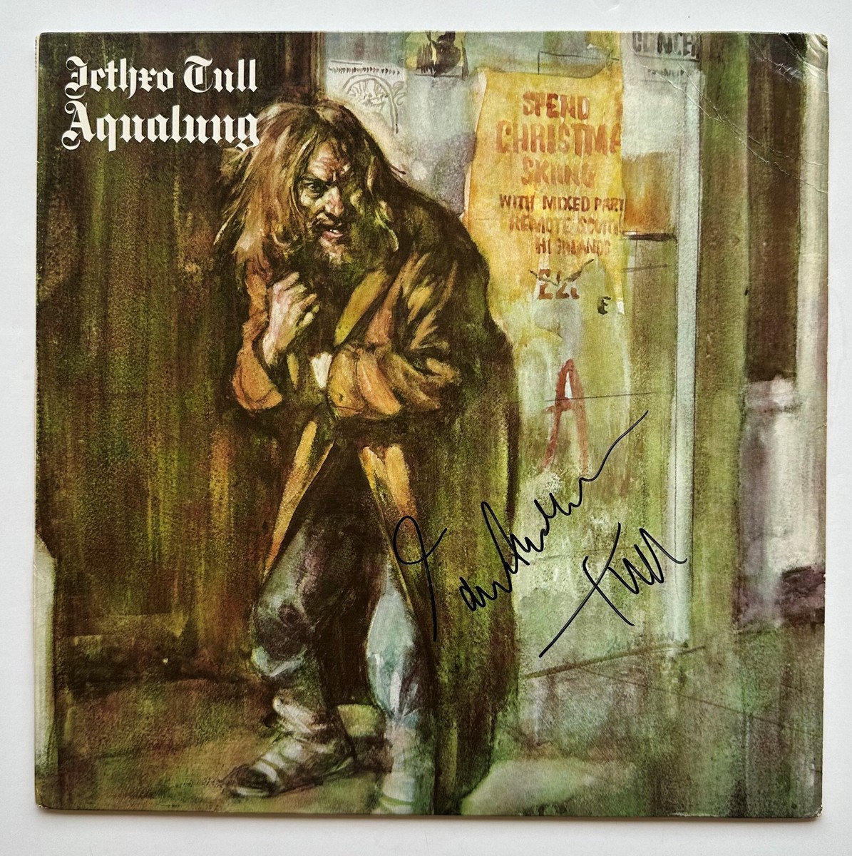 Ian Anderson signed Jethro Tull Aqualung vinyl record album Ian Anderson signed Jethro Tull Aqualung vinyl record album