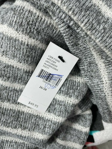 Neu mit Etikett Lane Bryant grau weiß gestreift schulterfrei LS Pullover Sweater - 26/28 - Bild 8 von 8