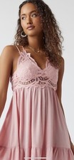 NWT Trixxi Pink Lace Cutout StrappySleeveless Boho Mini Dress M