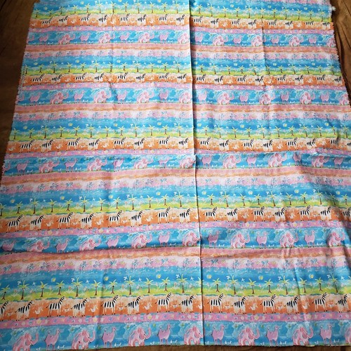 Vintage Cotton Children's Novelty Fabric Colorful Zoo Safari Animals 3y X 55" - Picture 8 of 9