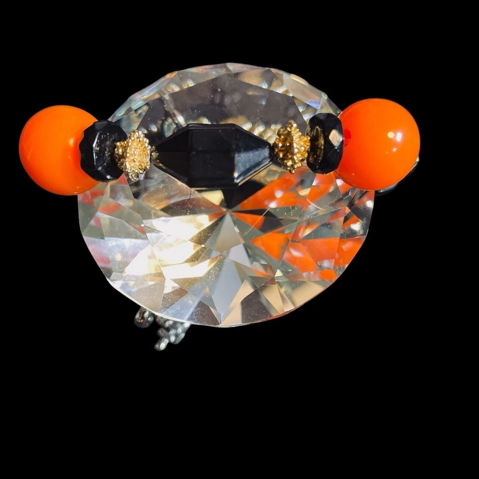 Pulsera hecha a mano negra naranja con cuentas cristal elástico gótico declaración de Halloween Foto 4 de 4