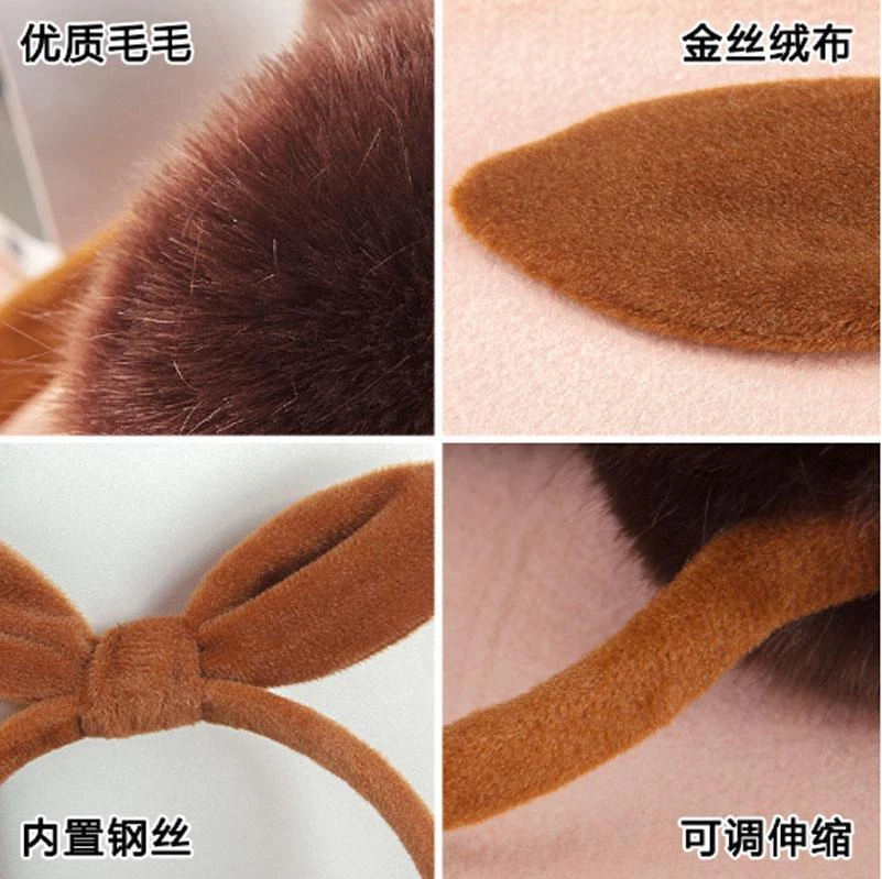 Lindas orejeras ajustables cálidas de invierno de piel de conejo imitación moño para mujer Foto 4 de 4