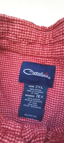 Catalina Mens 2XL Shirt Short Sleeve Cotton Seersucker - Picture 3 of 12