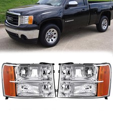 Pair Headlights Headlamps Fit For 2007-13 Gmc Sierra 1500 2500hd 3500hd New
