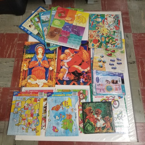 Vintage Children's Tray Puzzle Lot of 18, Educational, All Complete - Picture 1 of 19