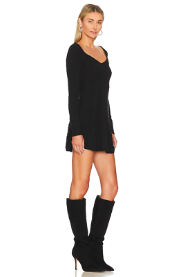 free people small world mini dress Small World Sweater Mini Dress at Free People in Black, Size: L
