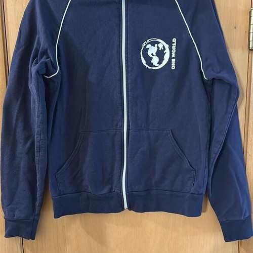 American Apparel Women’s One World Full Zip Sweatshirt Blue White Size Small - Picture 3 of 10