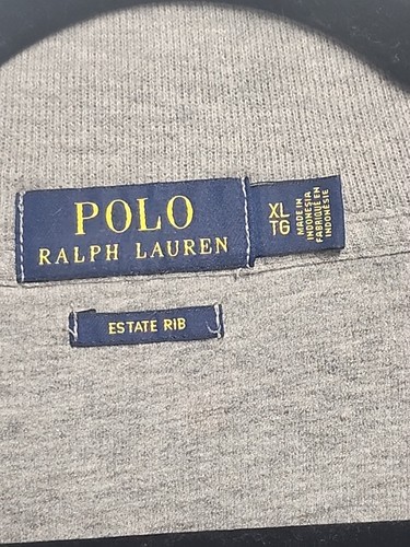Polo Ralp Lauren Quarter Zip Pull Over Men XL Gray Flesh Pony Estate Rib - Picture 9 of 16