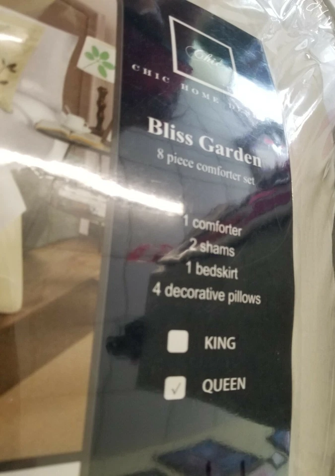 Juego de edredón de 8 piezas de jardín Queen Bliss Chic Home Design NUEVO Foto 3 de 3