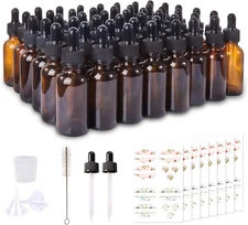 1oz Amber Glass Dropper Bottles 12/48 Pack Tincture Bottles with Eye Droppers