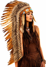 Extra Long Feather Headdress 130 Cm Festival Headpiece Native American Indian In