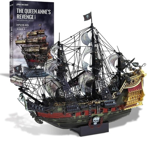 Piececool 3D Ancient Pirate Ship Queen Revenge Black Pearl Dutchman US Boat Gift - Picture 6 of 91