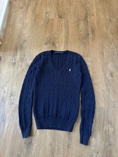 Polo Ralph Lauren vintage women's 3D Cable Knit V Neck sweater Size: S