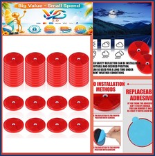 48 Red Round Reflectors 6cm Safety Driveway Fence Gate Trailer Car Boat Markers