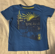 Epic Threads Boys 3T Blue Cotton Graphic Logo Print Crew Neck Short Sleeve Tee