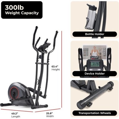 Upright Elliptical Trainer with Pulse Sensor Smart App Connect Home Workout