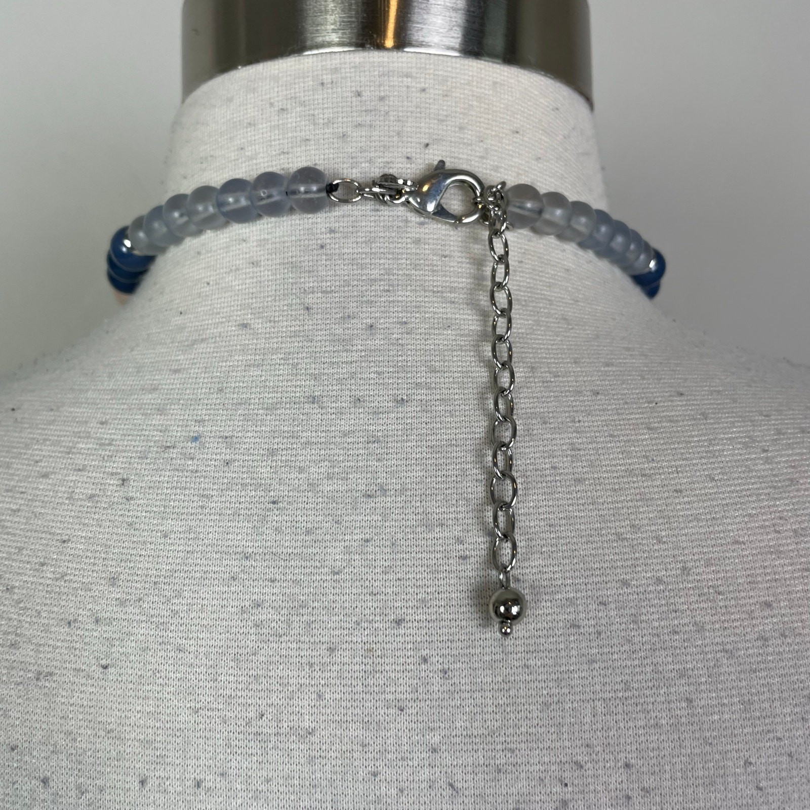 Chico's Tan Navy Bead Shell Statement Necklace - image 3