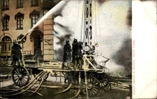 New York City NY FDNY Firemen Water Tower in Action c1900-20s Vintage Postcard