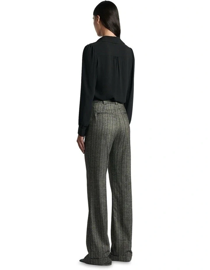 CUE серый елочка в тонкую полоску широкие ноги с манжетами размер 8 - Изображение 3 из 4