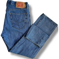 Levis 501 Original Fit Mens Blue Denim Straight Leg Button Fly Jeans W36 L32