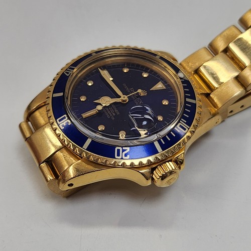 Rolex Submariner 40 mm 18K Yellow Gold Blue Nipple Dial Watch 1680 Circa 1978 - Picture 4 of 12