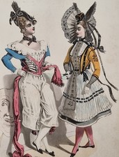 Rare Ball or Carnival Costume Print "Fancy Ball Dresses" August 1830