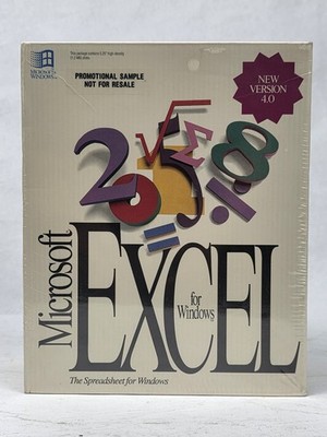 Microsoft Excel 4.0 for Windows BIG BOX PROMO Copy 5.25 Floppy Disk SEALED