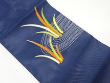 7447687: JAPANESE KIMONO JAPANESE NAGOYA OBI FOR SUMMER / EMBROIDERY / PLANTS